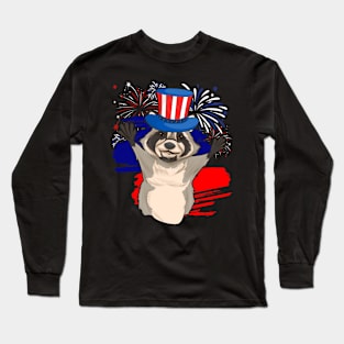 Patriotic American USA Raccoon Animal Lover 4th Of July Long Sleeve T-Shirt